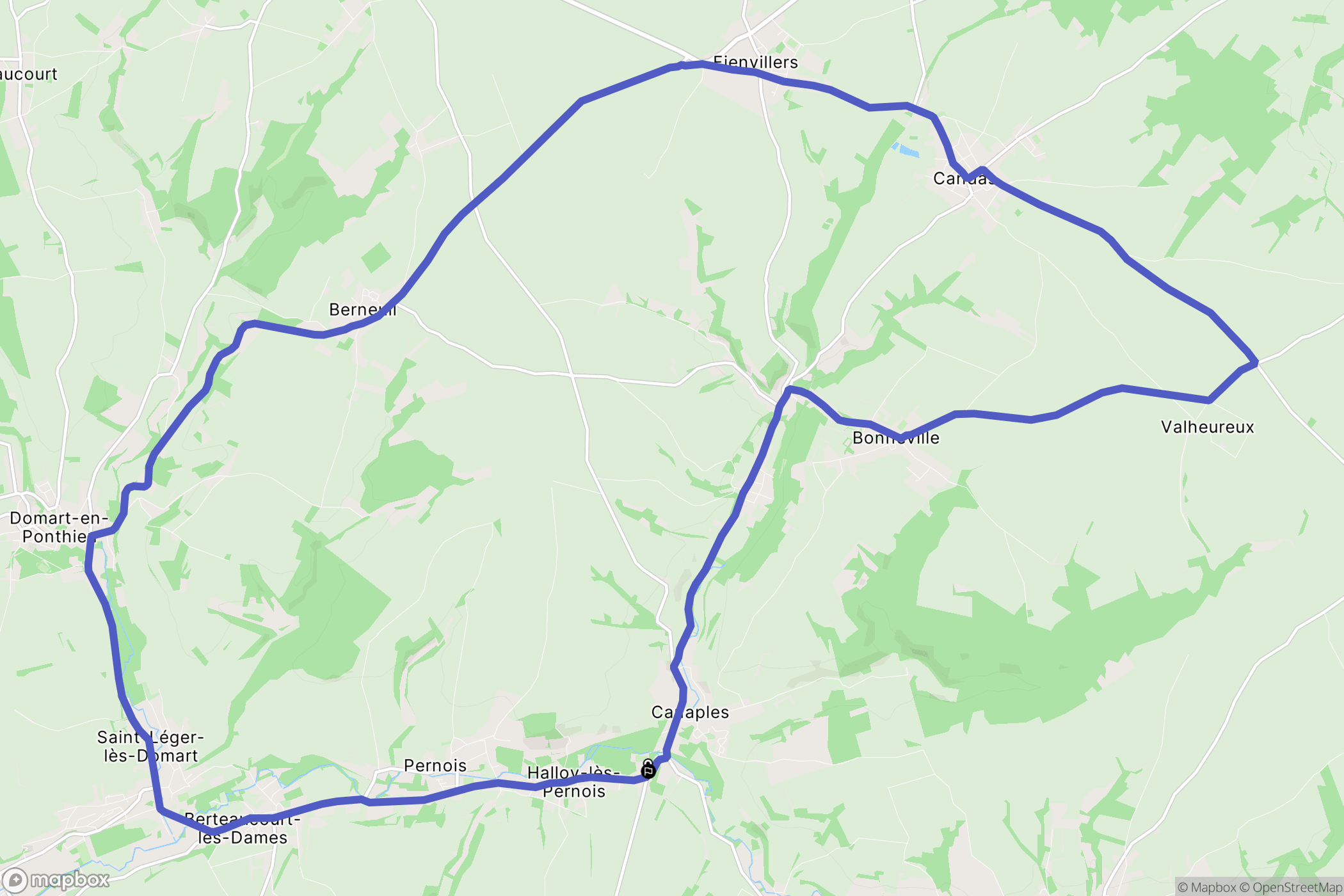 Canaples : carte du parcours de randonnée - France