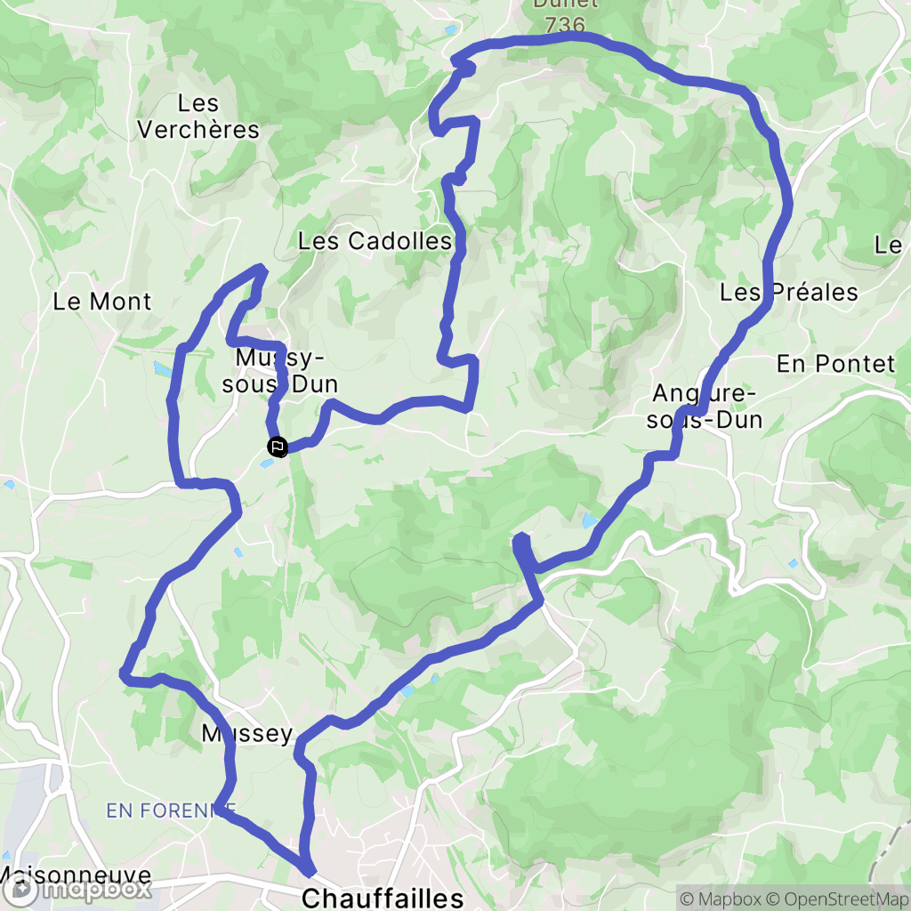 Mussy-sous-Dun : carte du parcours de randonnée - France