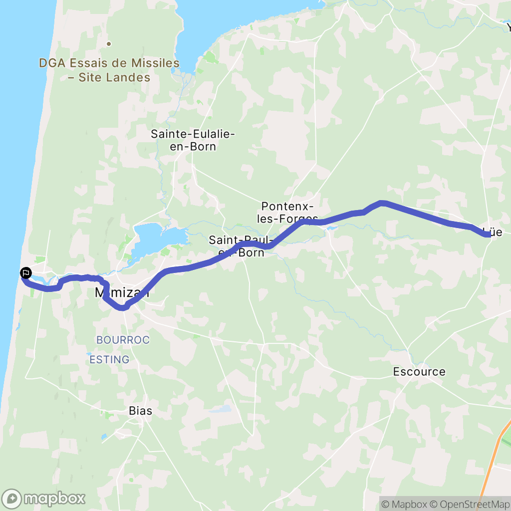 Mimizan : carte du parcours de randonnée - France