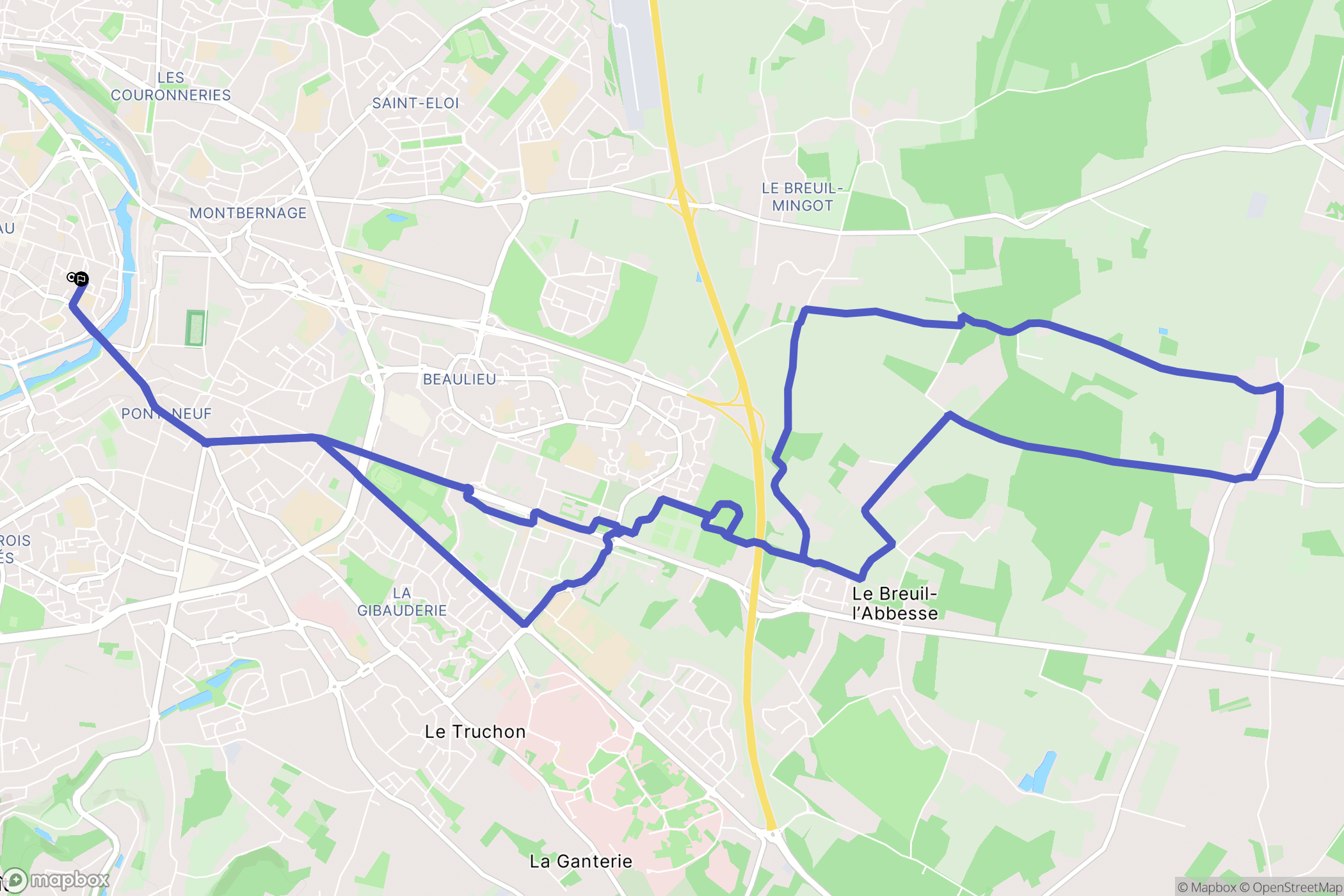 Poitiers : carte du parcours de randonnée - France