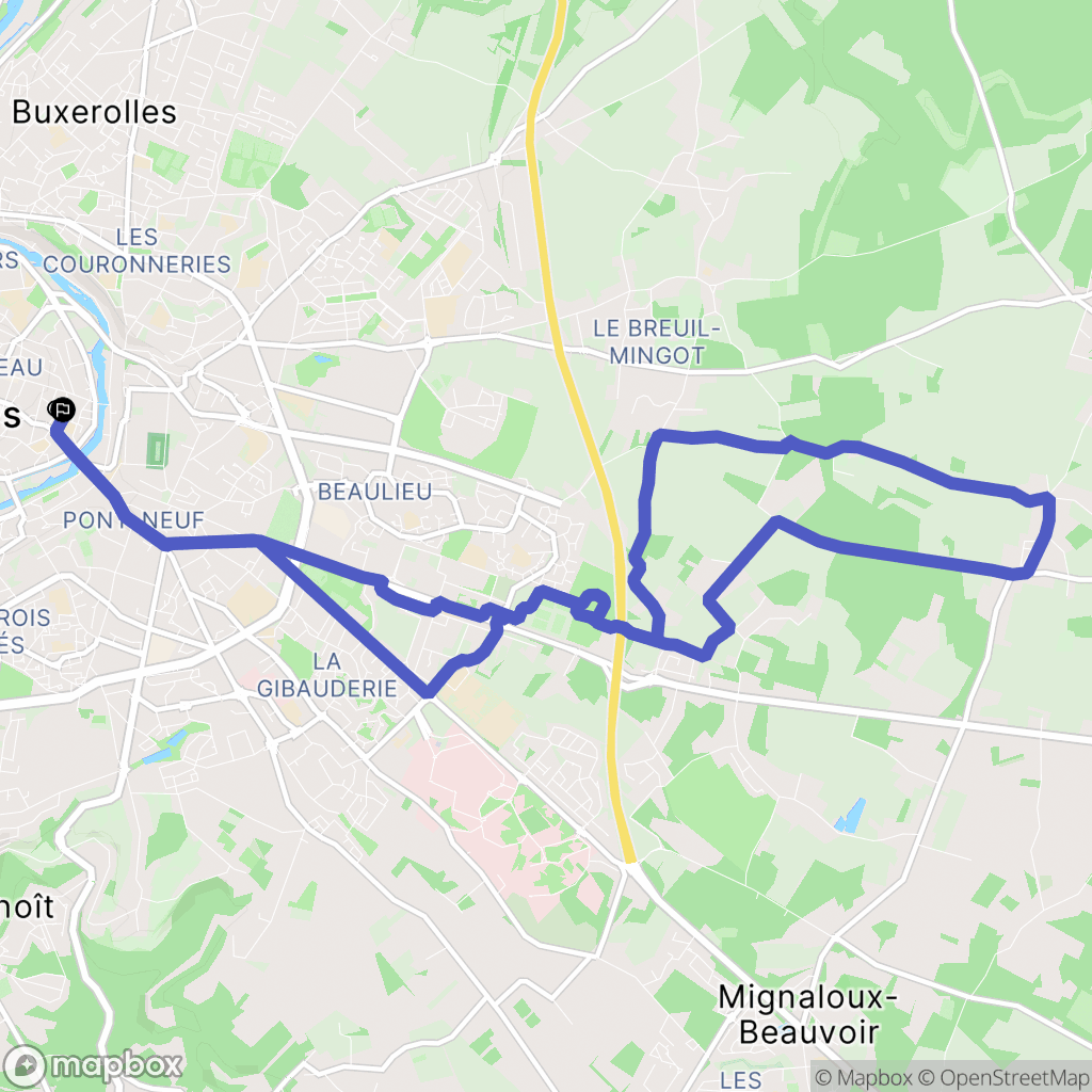Poitiers : carte du parcours de randonnée - France