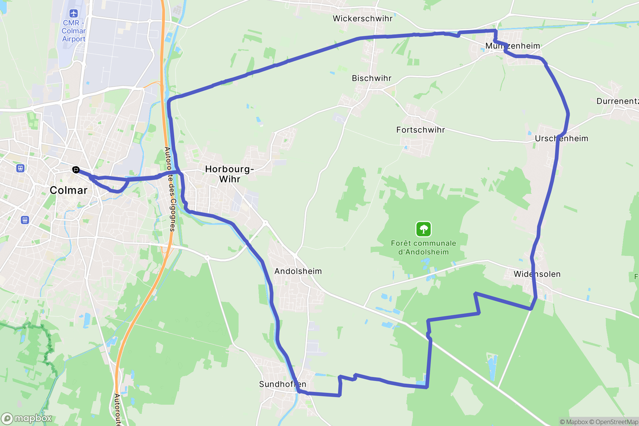 Colmar : carte du parcours de randonnée - France