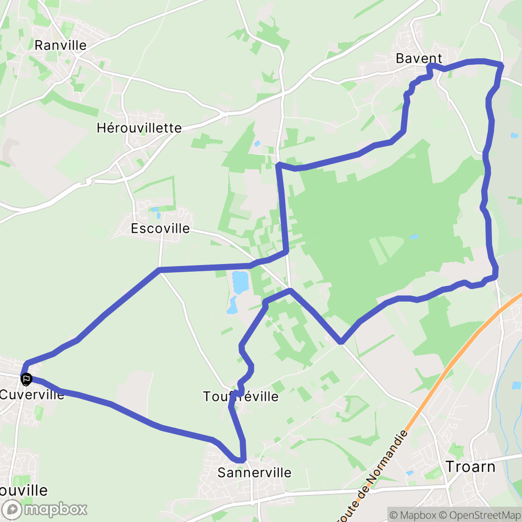 Cuverville : carte du parcours de randonnée - France