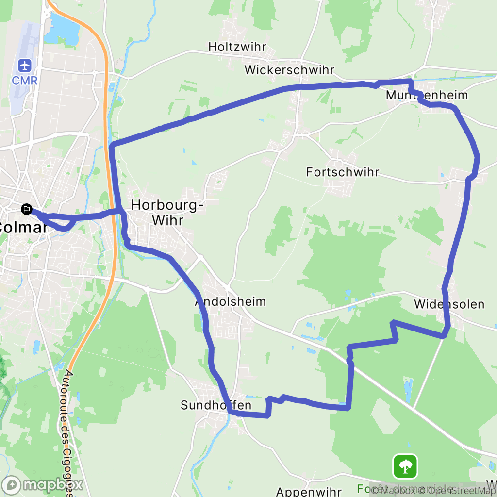 Colmar : carte du parcours de randonnée - France