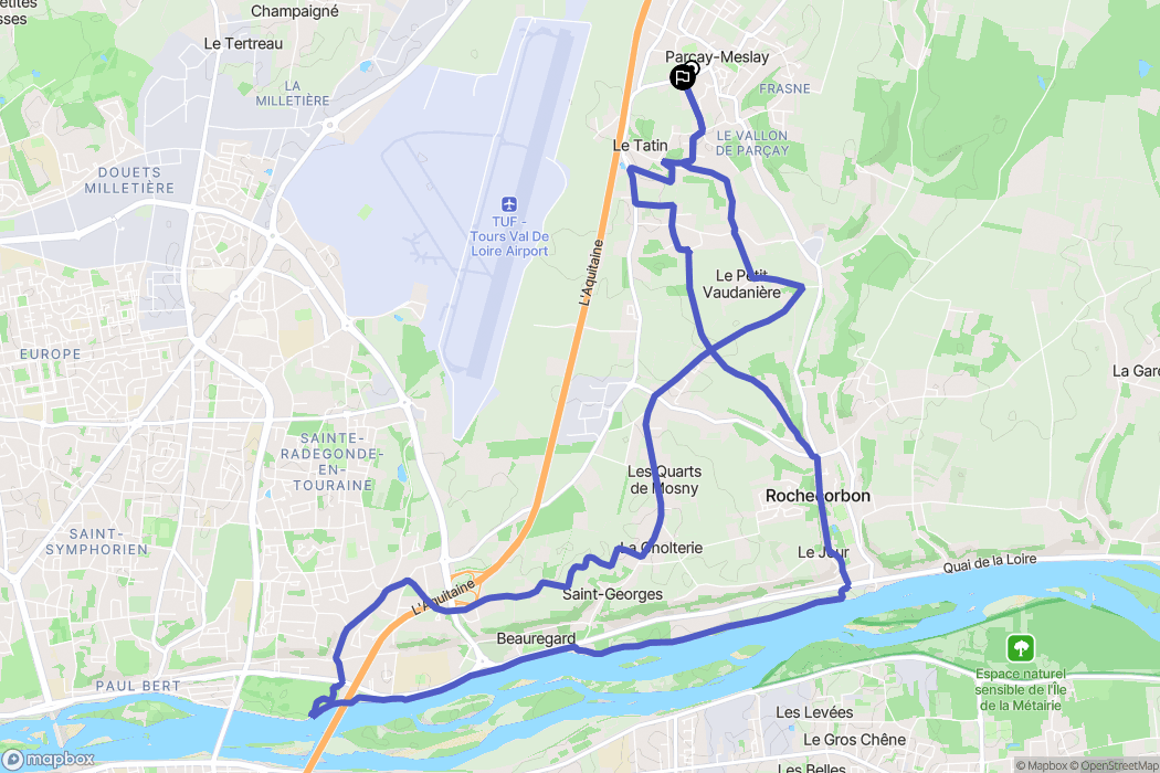 Parçay-Meslay : carte du parcours de randonnée - France