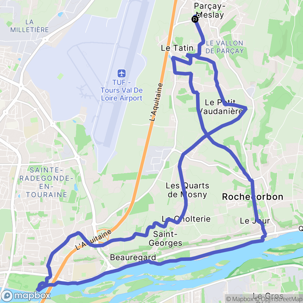 Parçay-Meslay : carte du parcours de randonnée - France