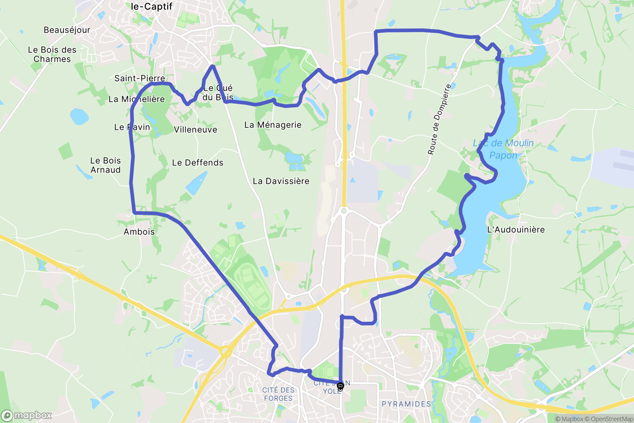 La Roche-sur-Yon : carte du parcours de randonnée - France