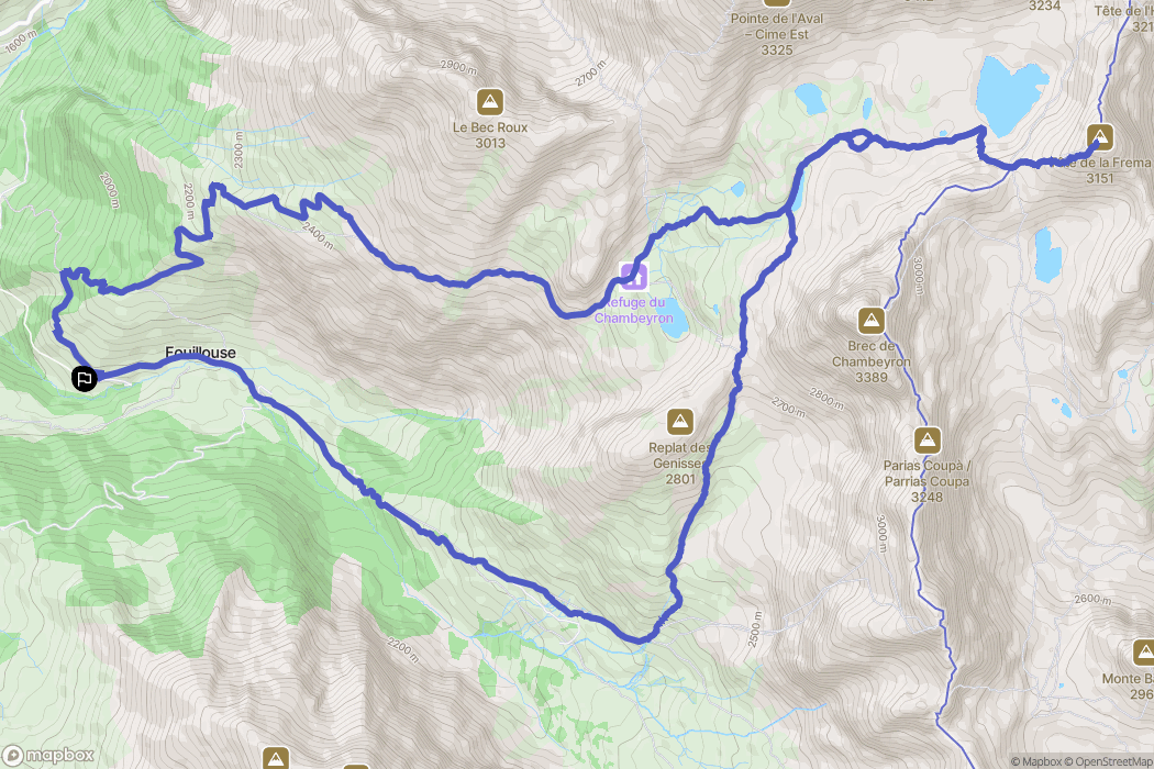 Saint-Paul-sur-Ubaye : carte du parcours de randonnée - France