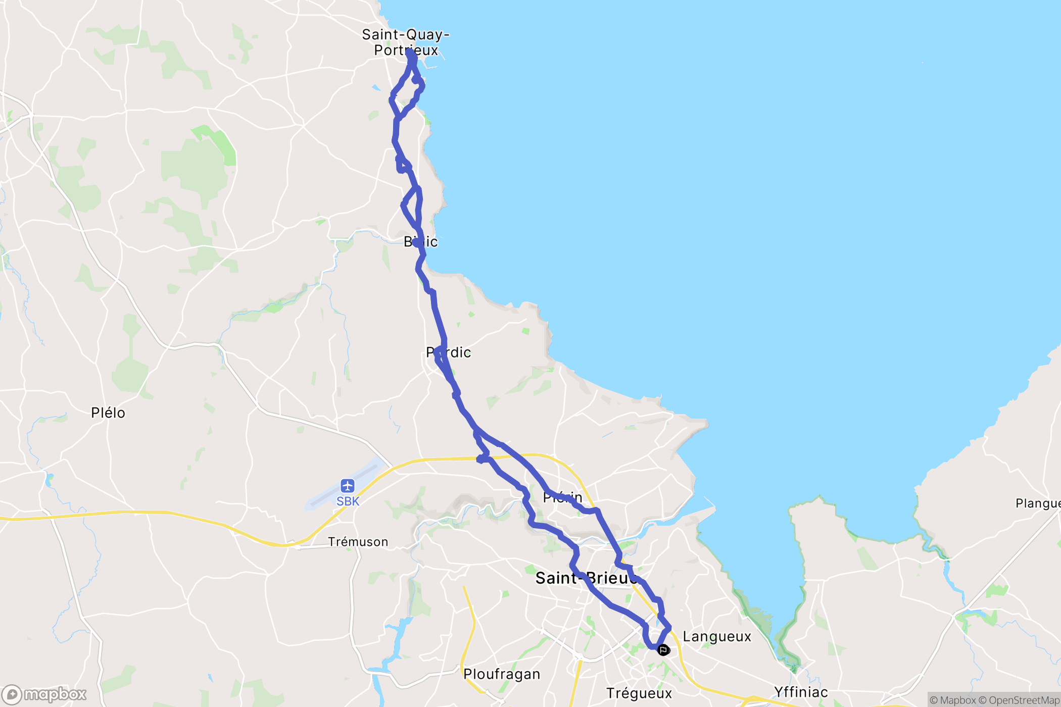 Langueux : carte du parcours de randonnée - France