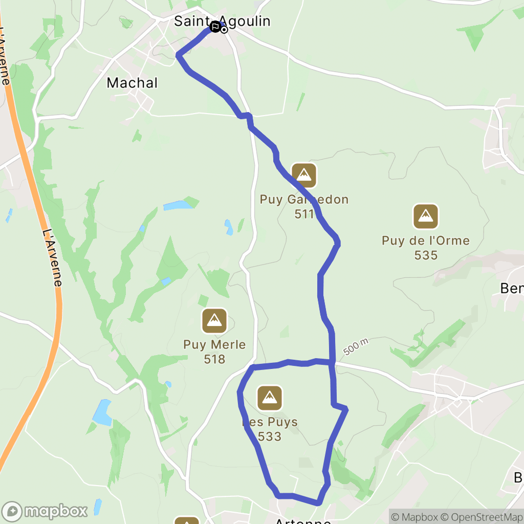 Saint-Agoulin : carte du parcours de randonnée - France