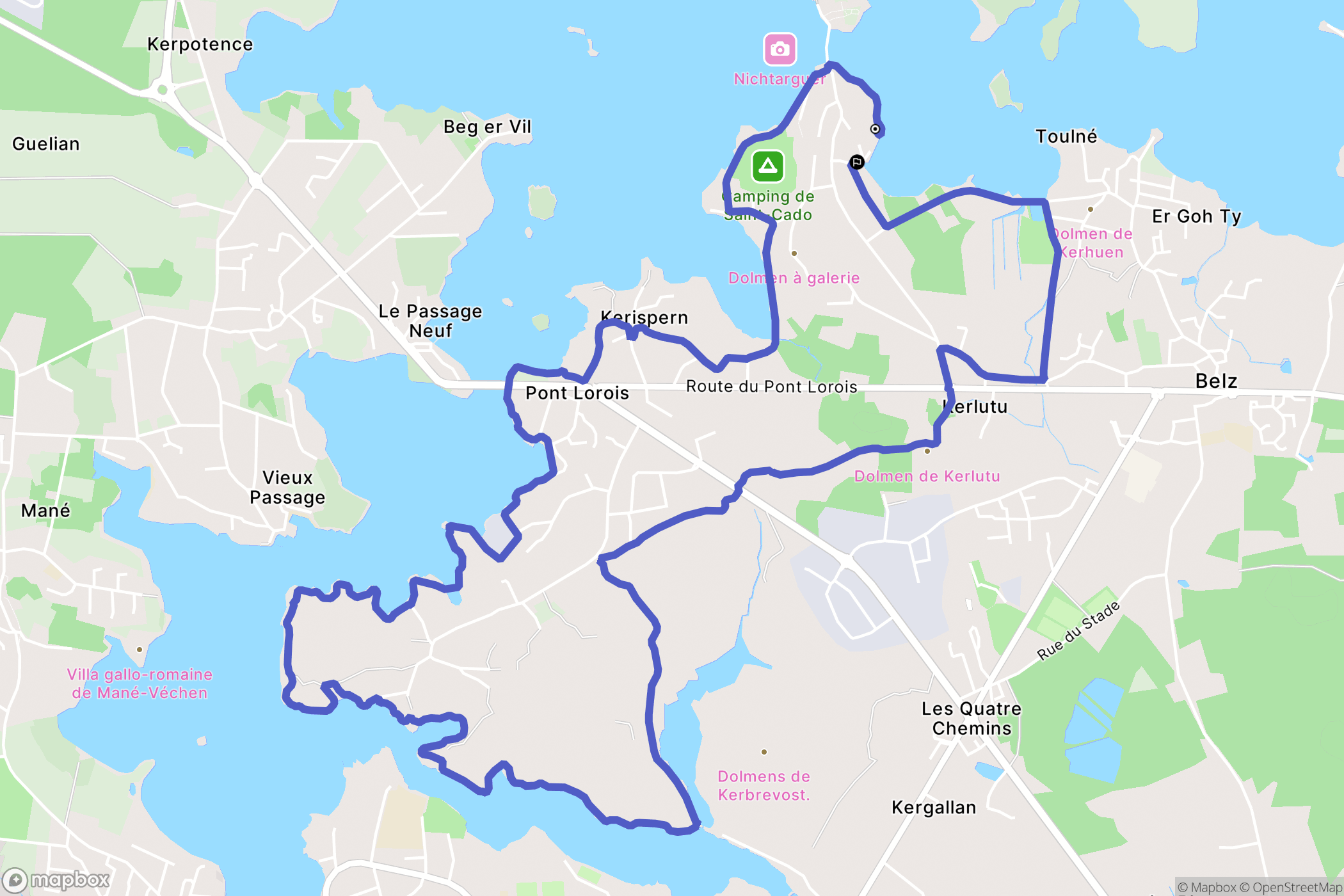 Belz : carte du parcours de randonnée - France