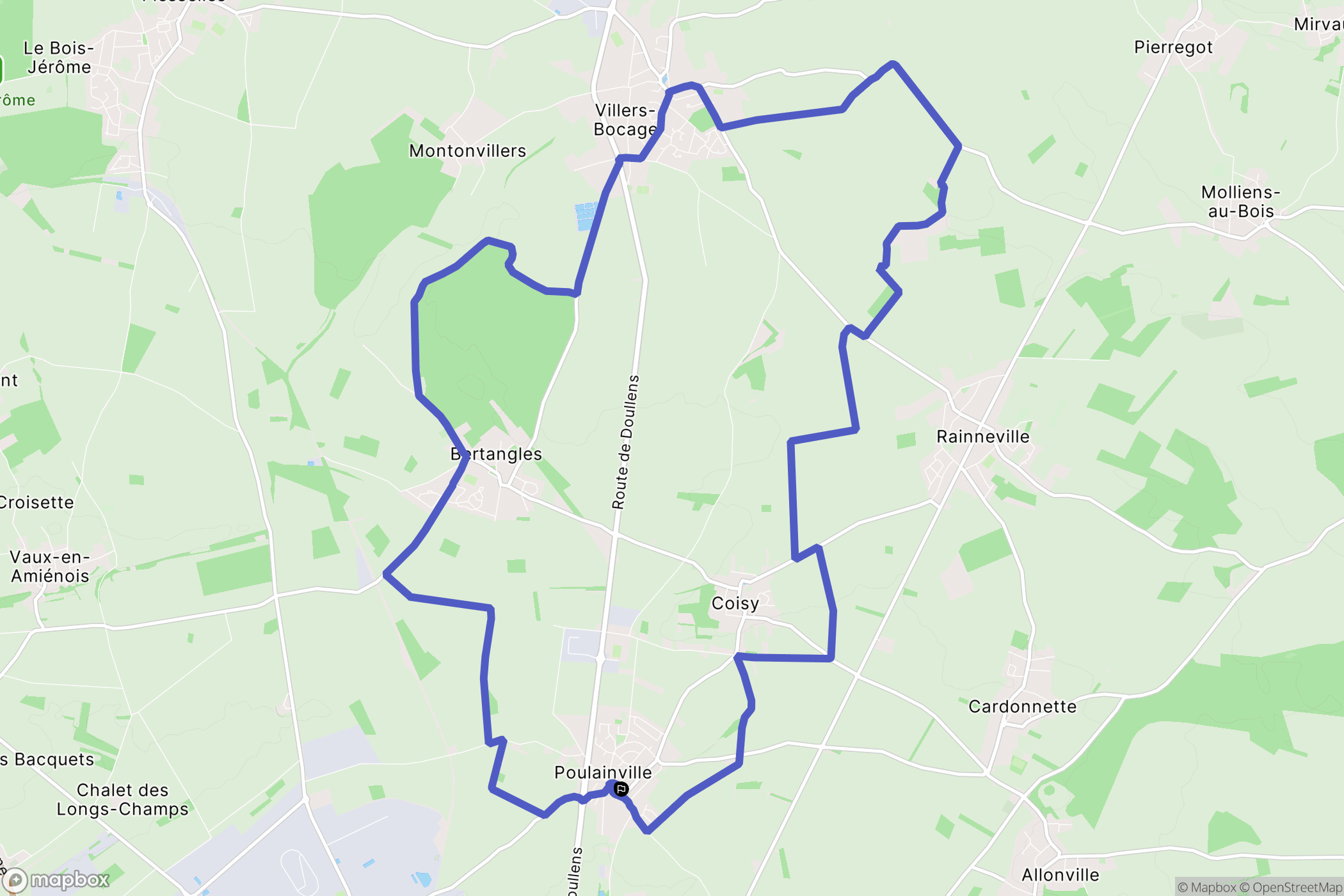 Poulainville : carte du parcours de randonnée - France