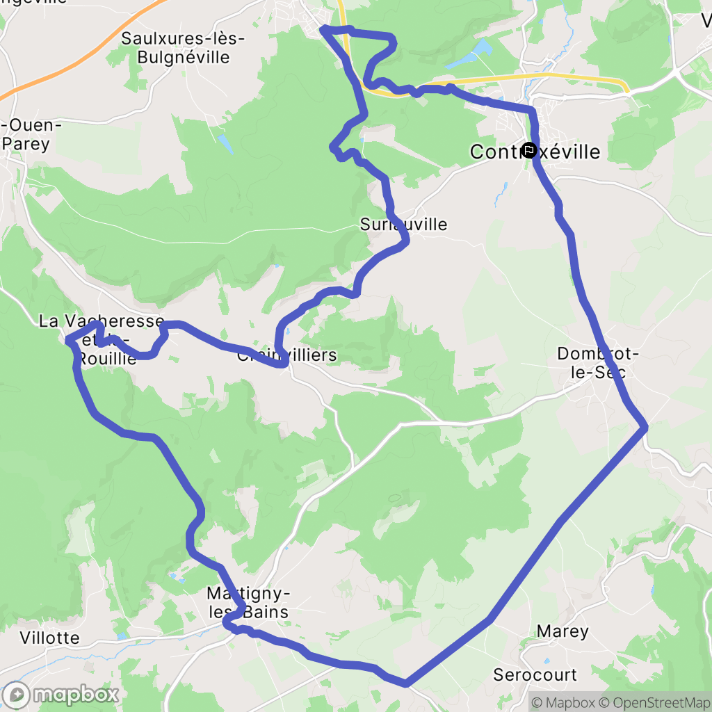 Contrexéville : carte du parcours de randonnée - France