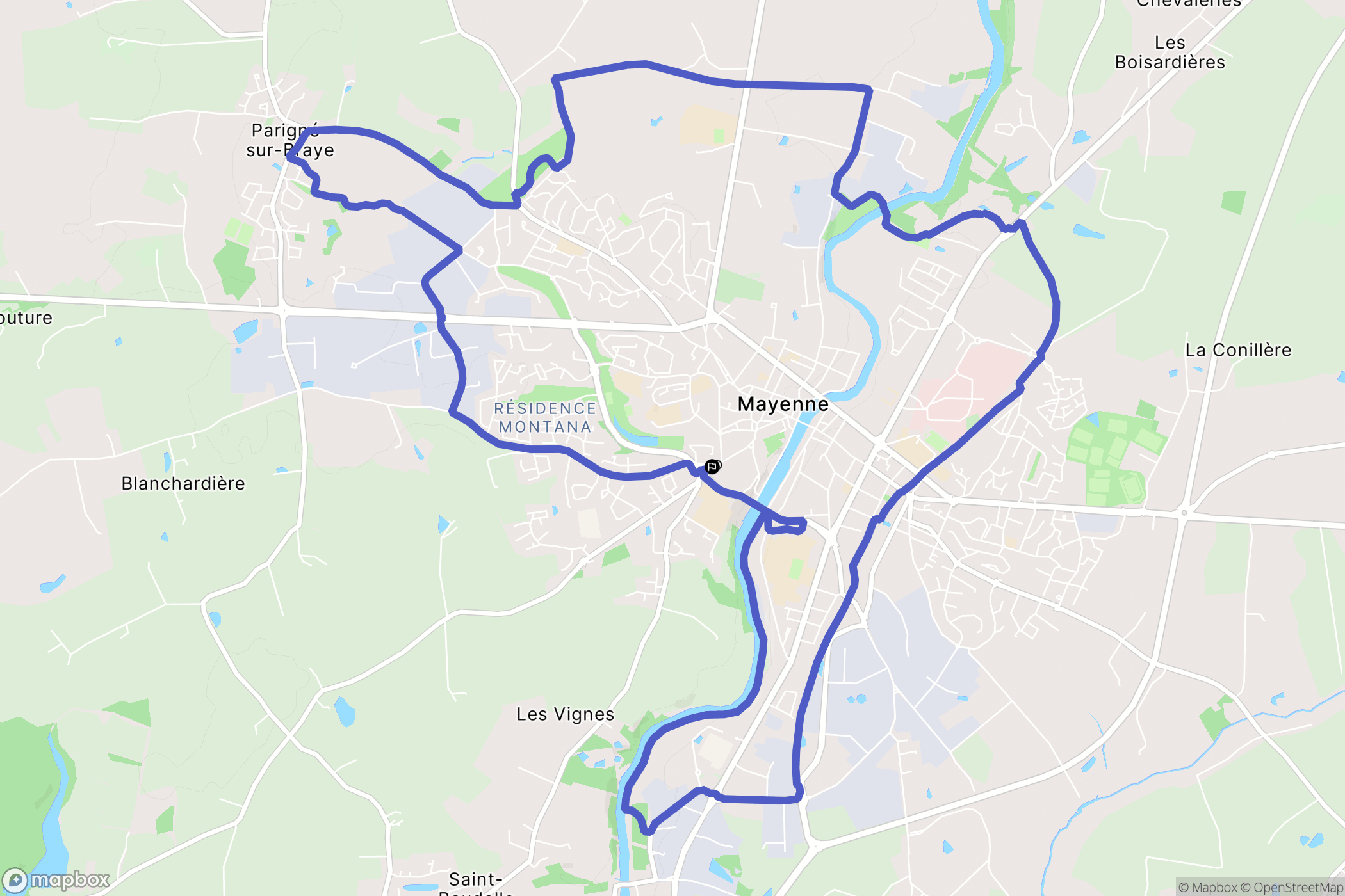 Mayenne : carte du parcours de randonnée - France