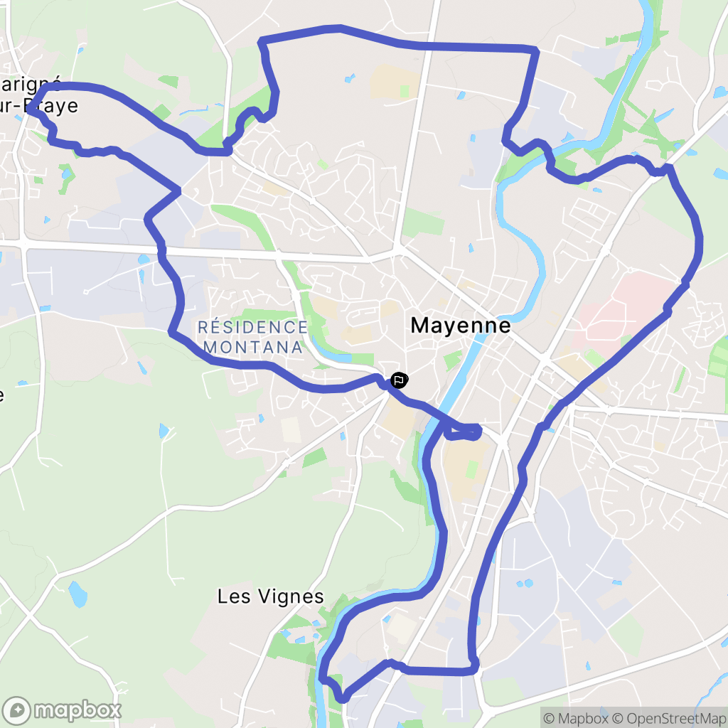 Mayenne : carte du parcours de randonnée - France