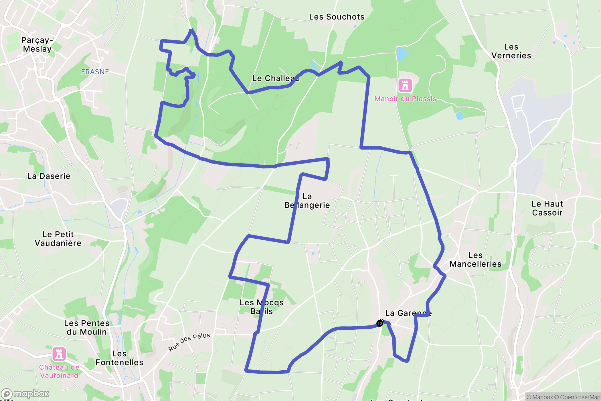 Vouvray : carte du parcours de randonnée - France