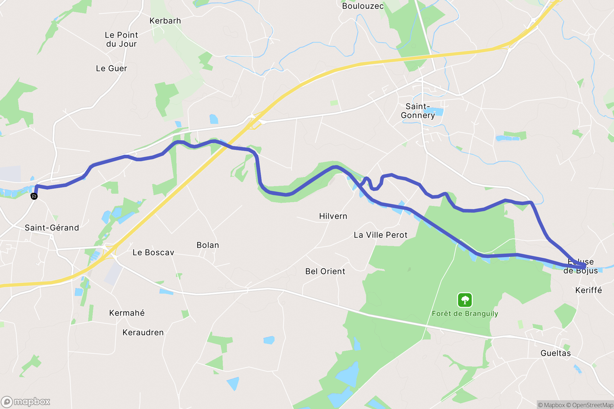 Saint-Gérand-Croixanvec : carte du parcours de randonnée - France