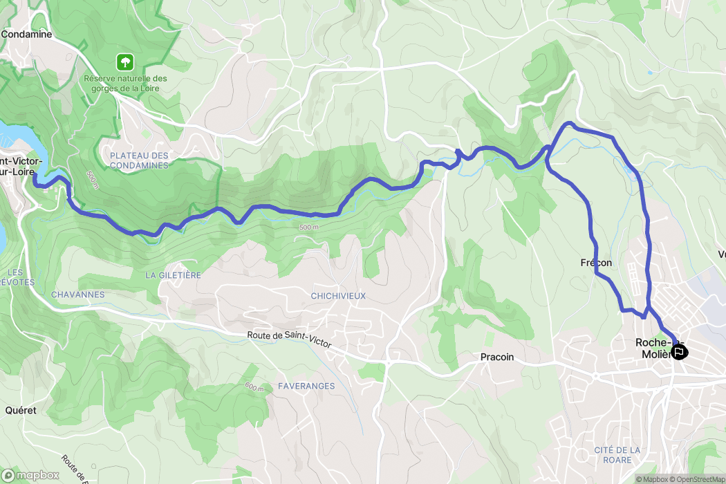 Roche-la-Molière : carte du parcours de randonnée - France