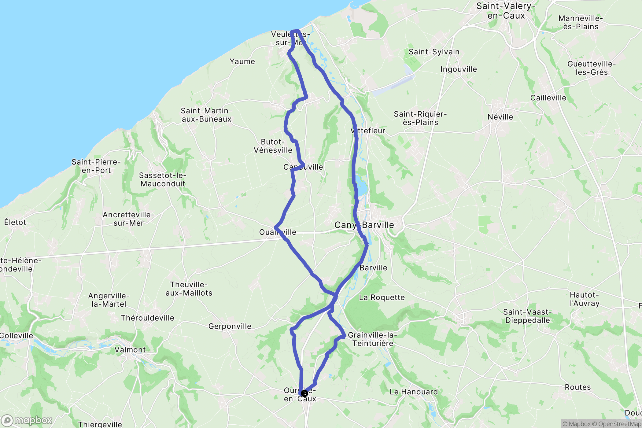 Ourville-en-Caux : carte du parcours de randonnée - France