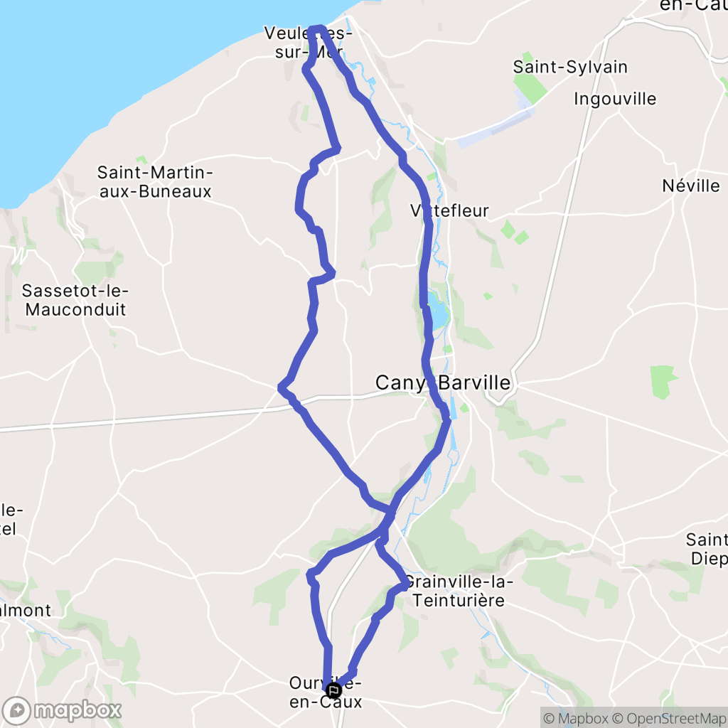 Ourville-en-Caux : carte du parcours de randonnée - France