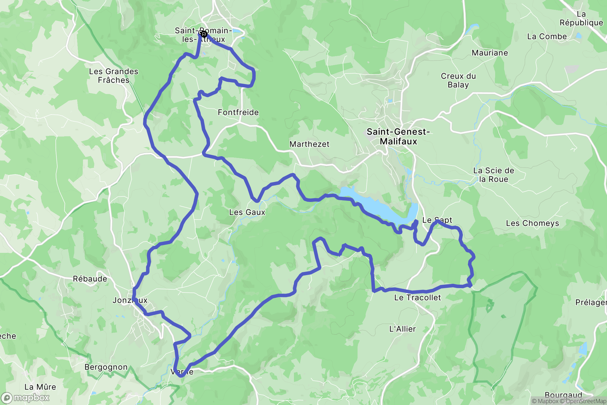 Saint-Romain-les-Atheux : carte du parcours de randonnée - France