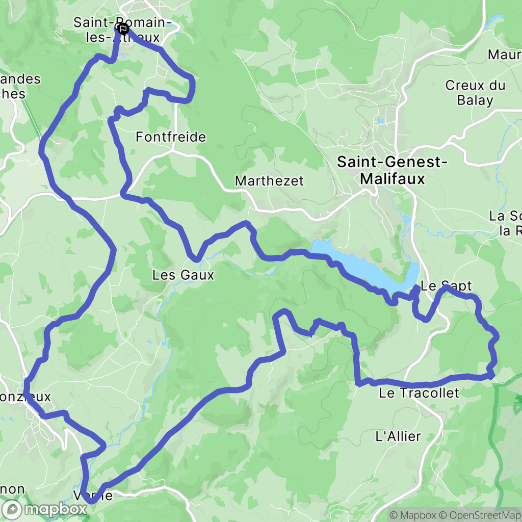 Saint-Romain-les-Atheux : carte du parcours de randonnée - France