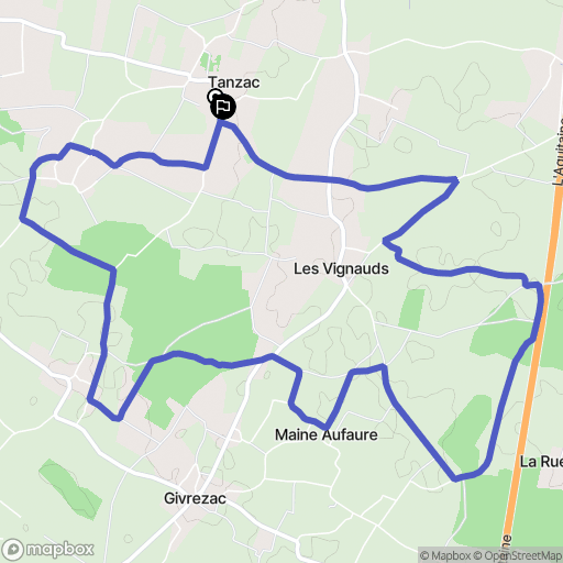 Tanzac : carte du parcours de randonnée - France