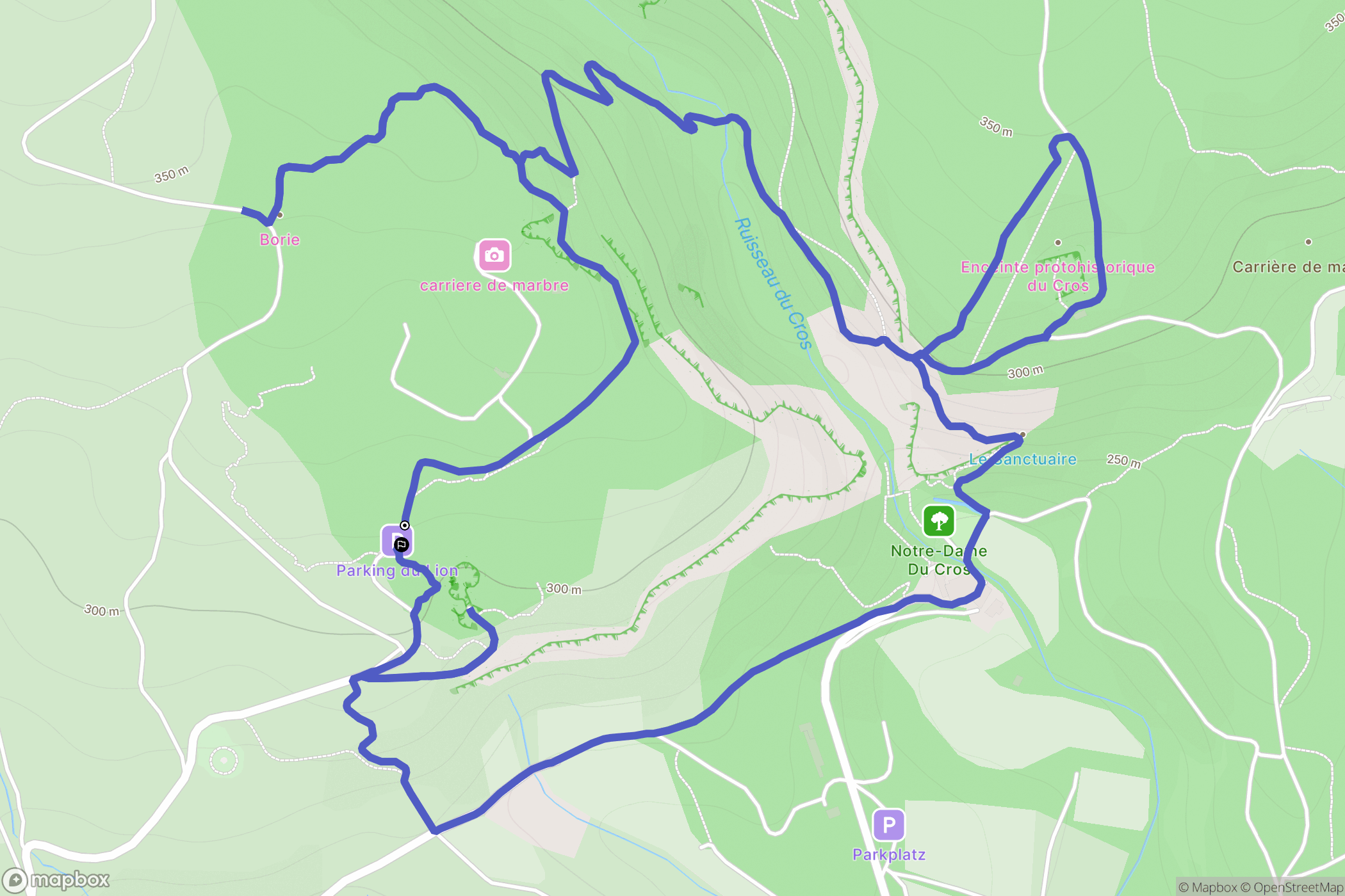 Caunes-Minervois : carte du parcours de randonnée - France