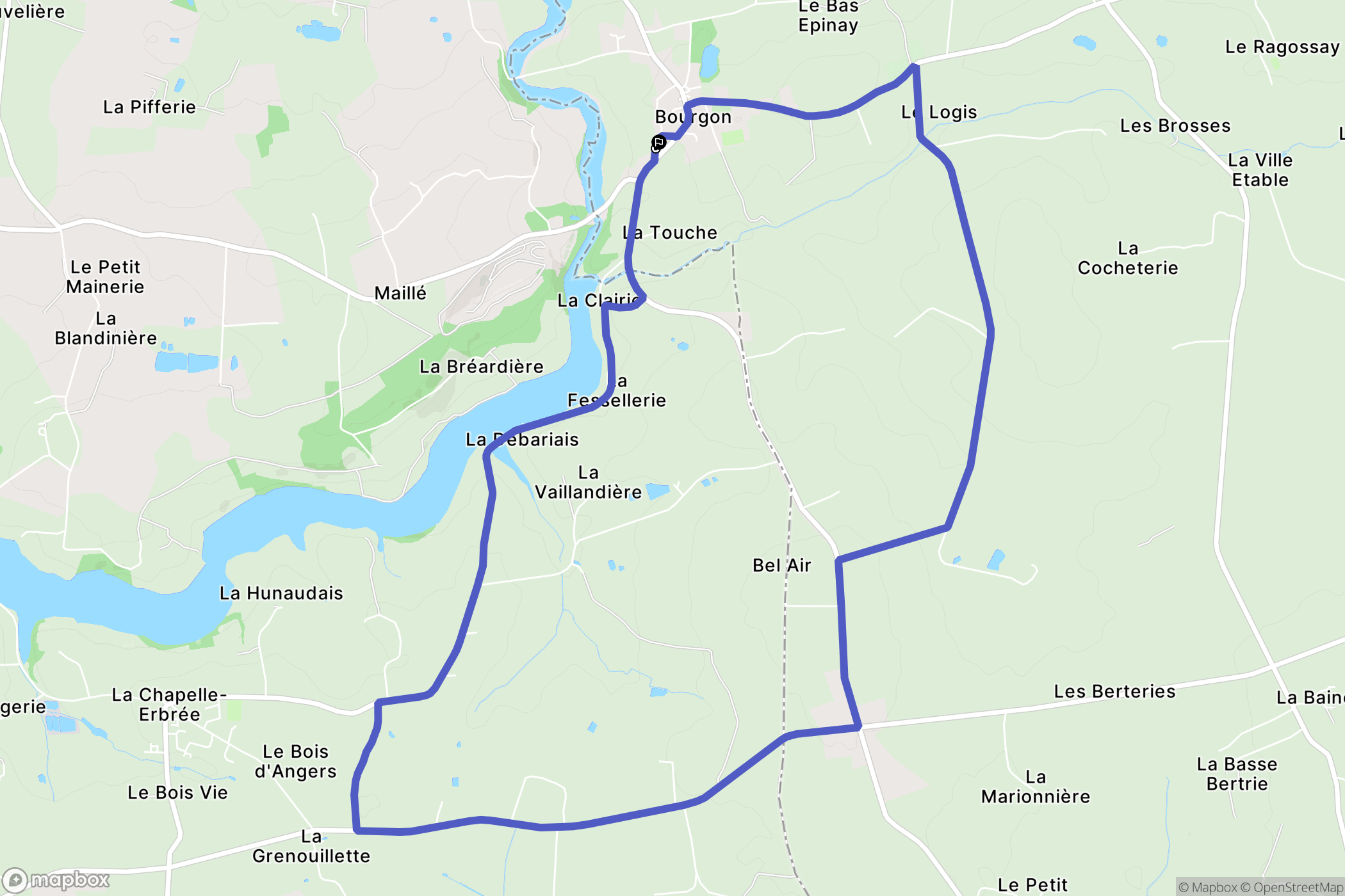 Bourgon : carte du parcours de randonnée - France