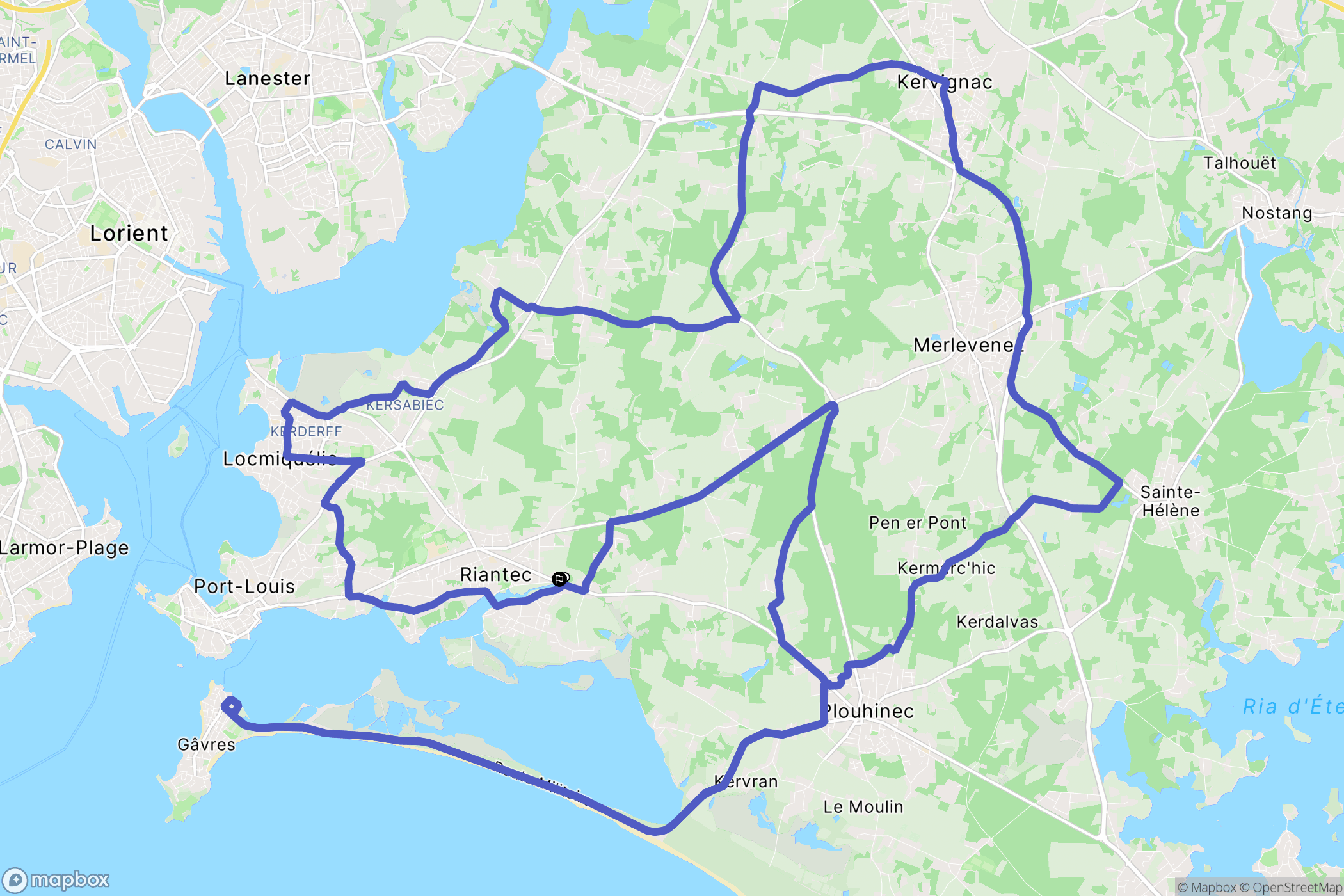 Riantec : carte du parcours de randonnée - France