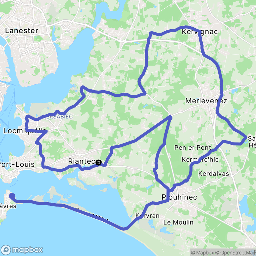 Riantec : carte du parcours de randonnée - France