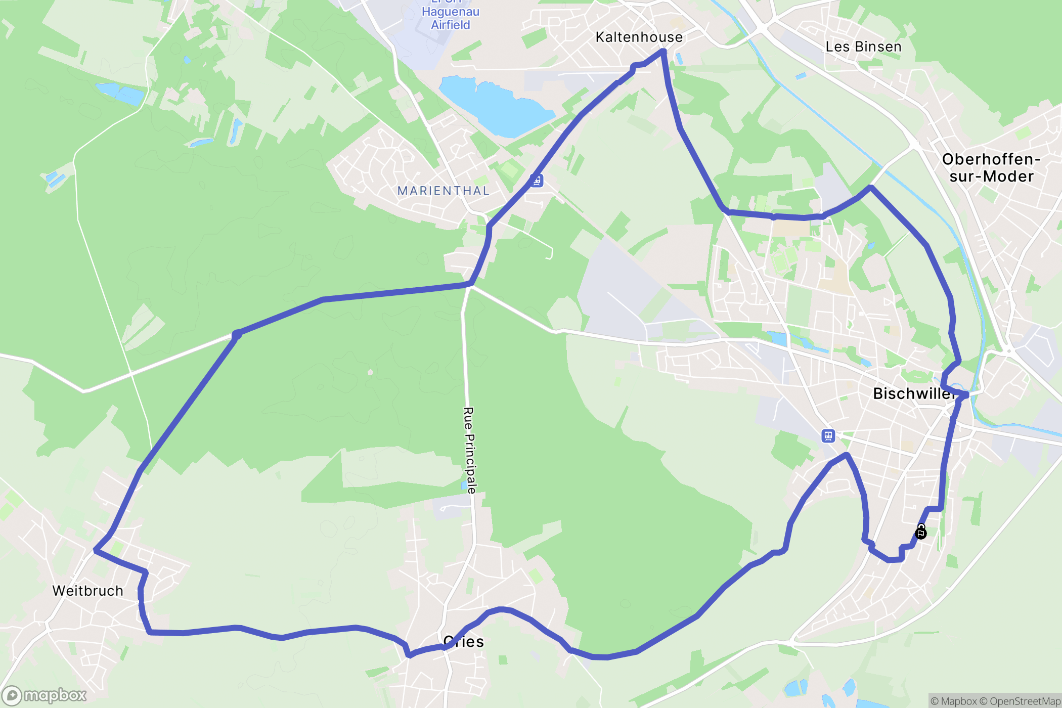 Bischwiller : carte du parcours de randonnée - France