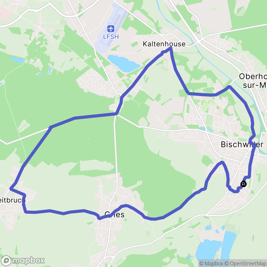 Bischwiller : carte du parcours de randonnée - France