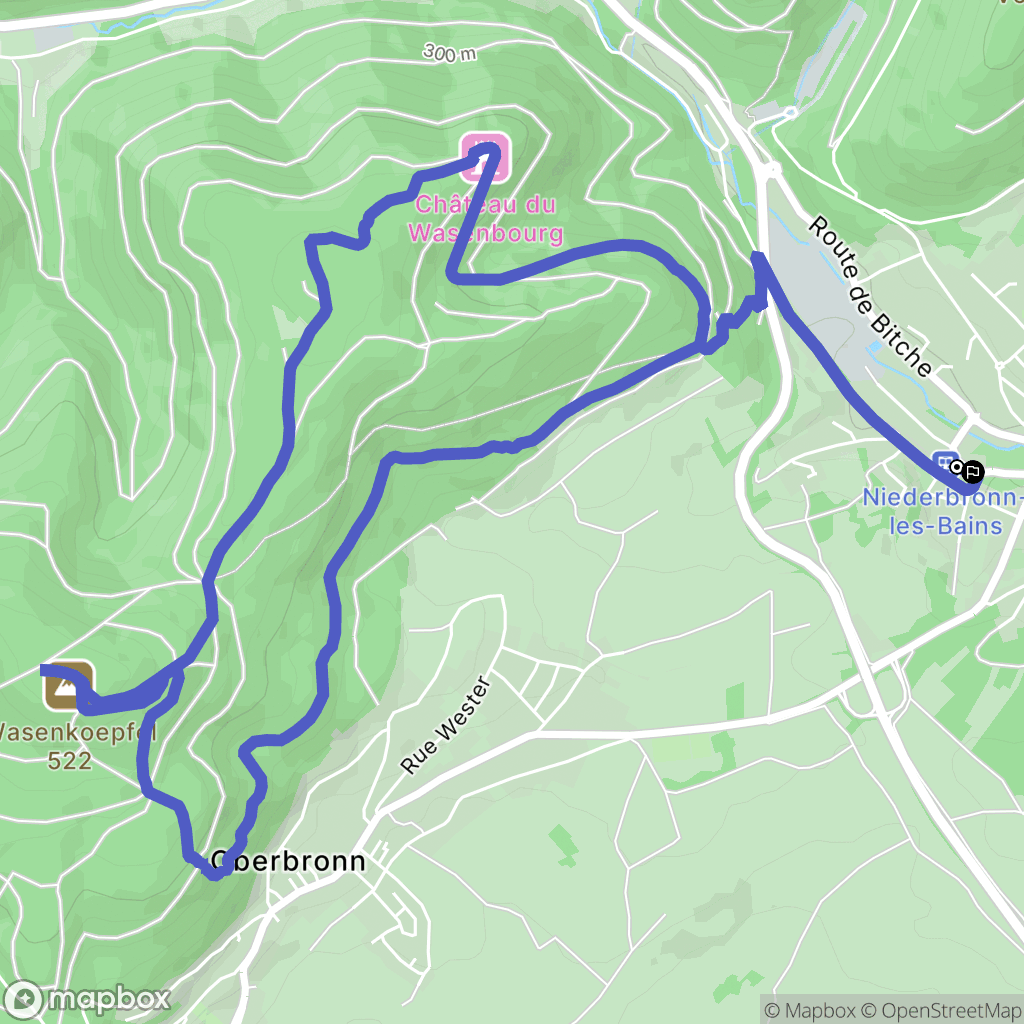 Niederbronn-les-Bains : carte du parcours de randonnée - France
