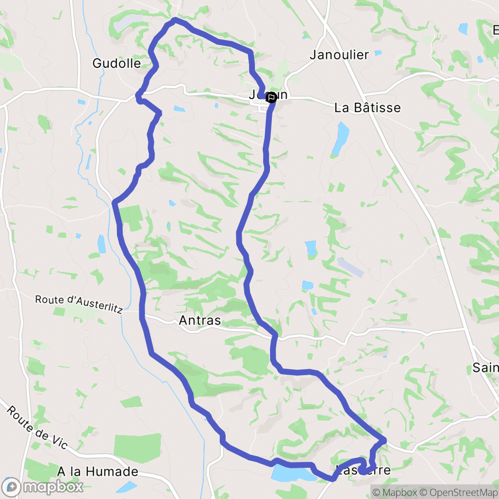 Jegun : carte du parcours de randonnée - France