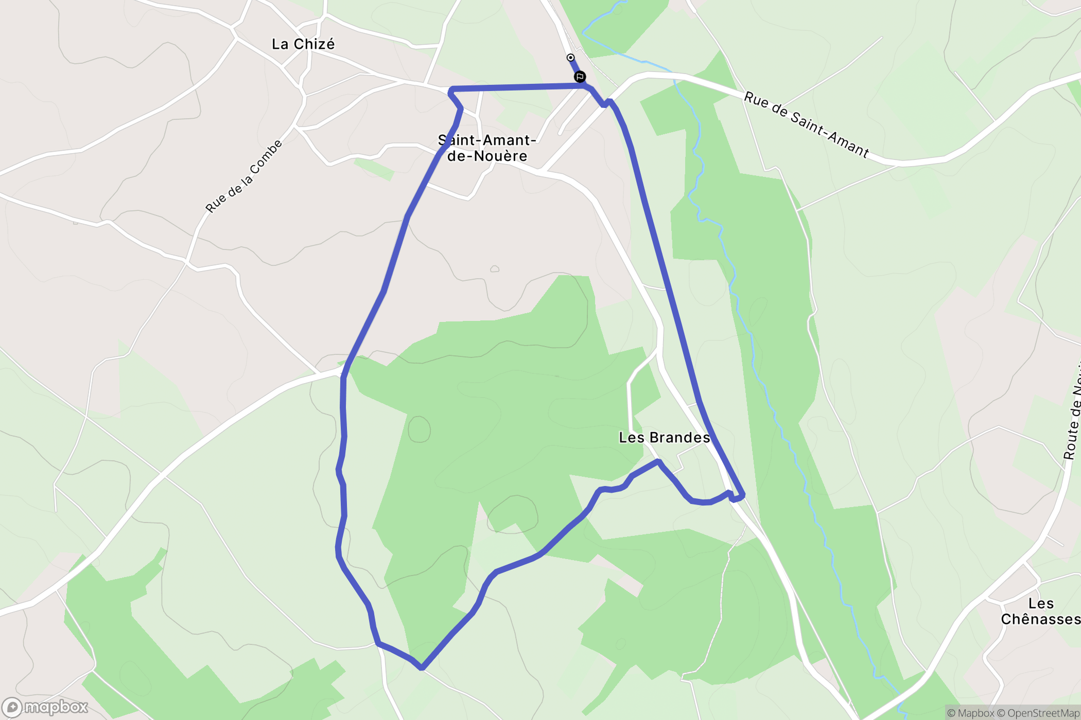 Saint-Amant-de-Nouère : carte du parcours de randonnée - France