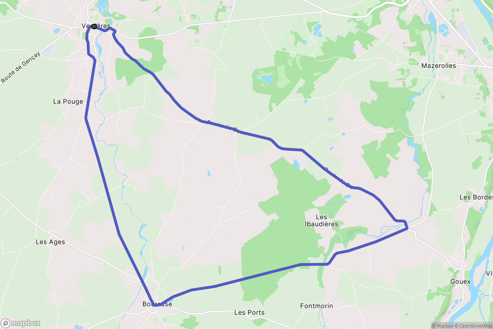 Verrières : carte du parcours de randonnée - France