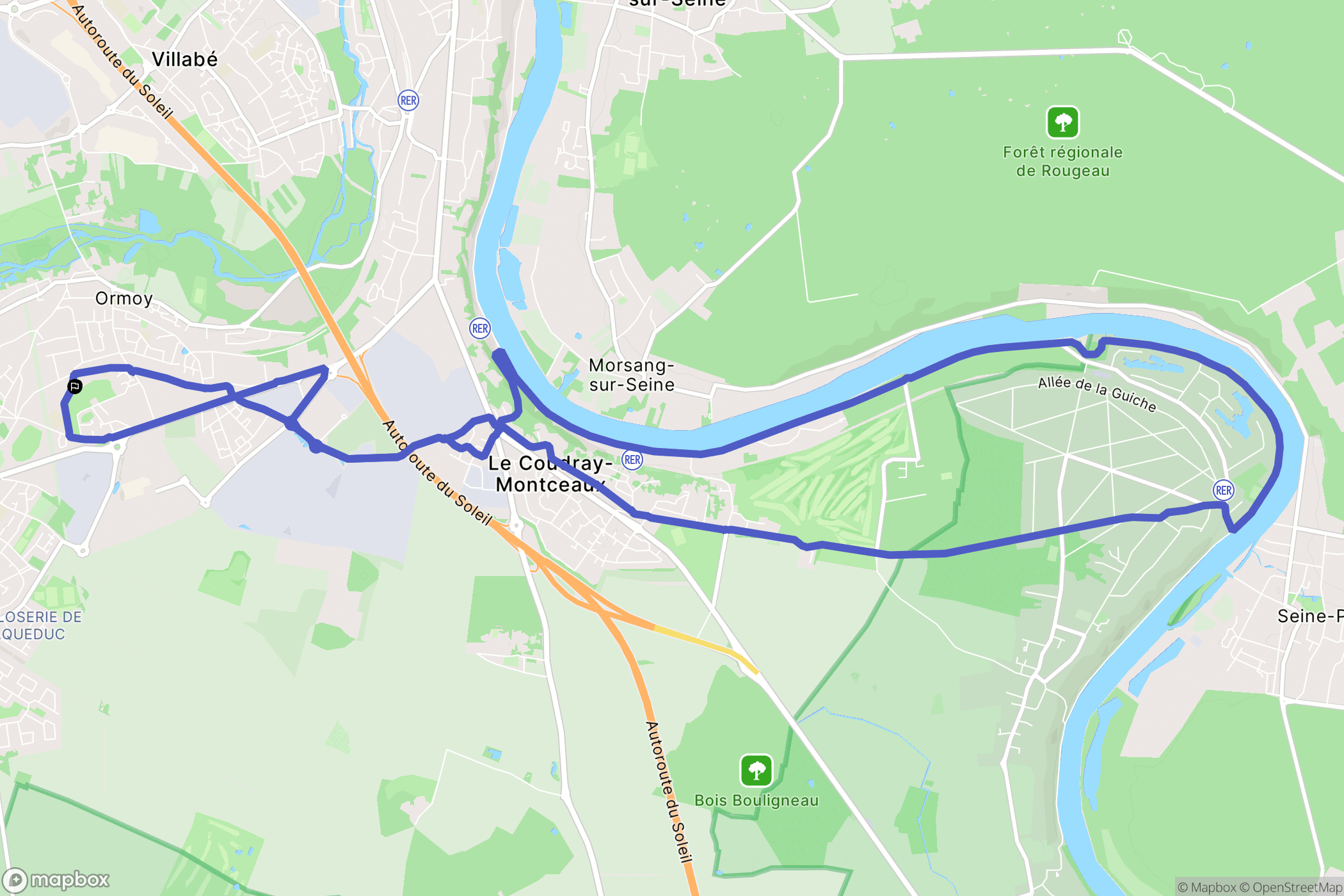 Mennecy : carte du parcours de randonnée - France