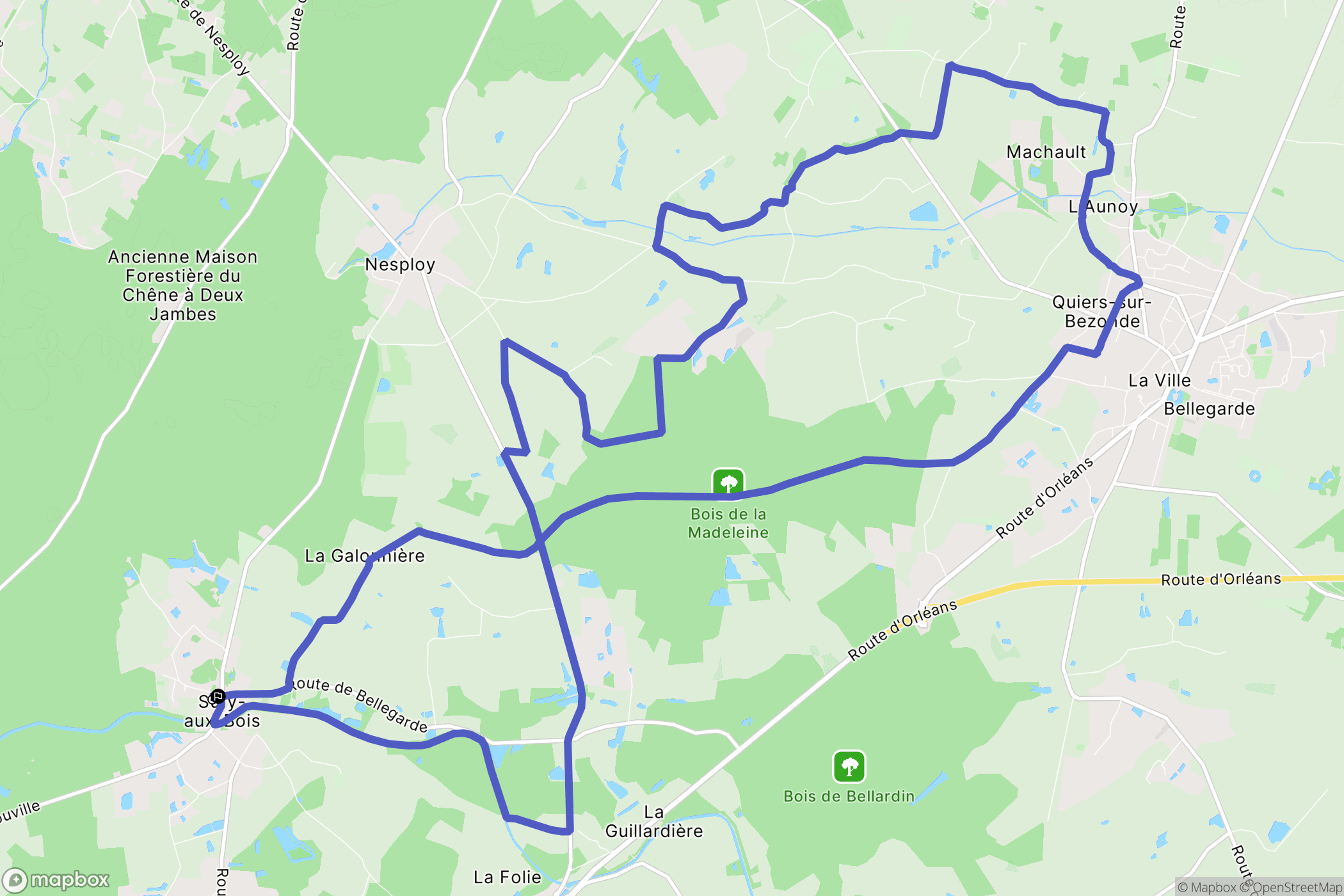 Sury-aux-Bois : carte du parcours de randonnée - France