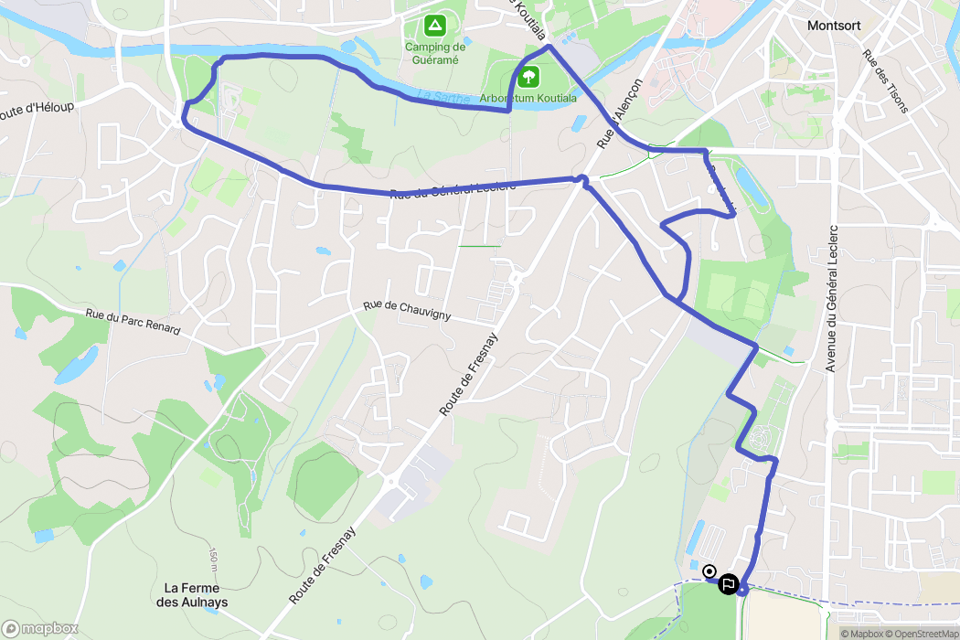 Alençon : carte du parcours de randonnée - France