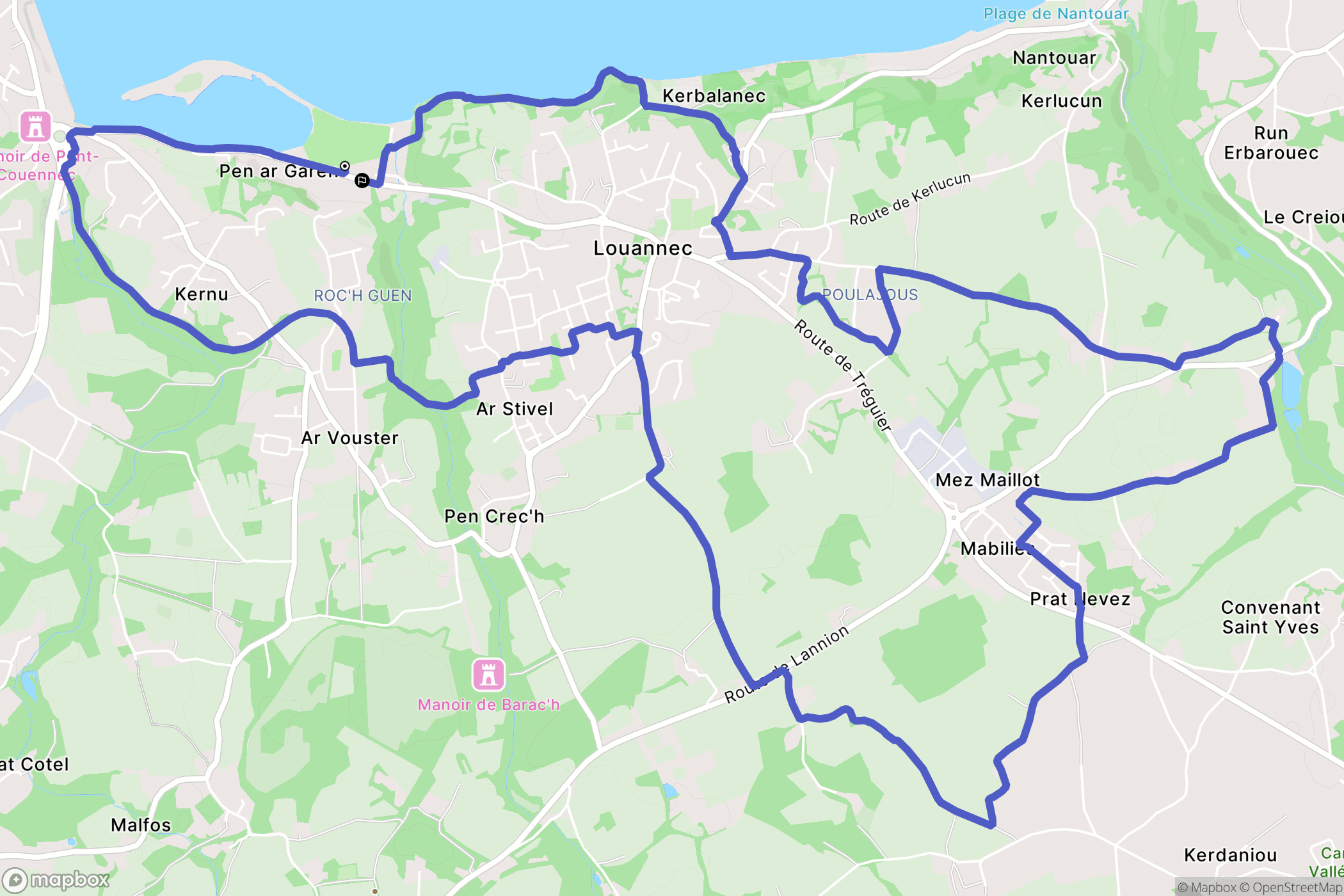 Louannec : carte du parcours de randonnée - France