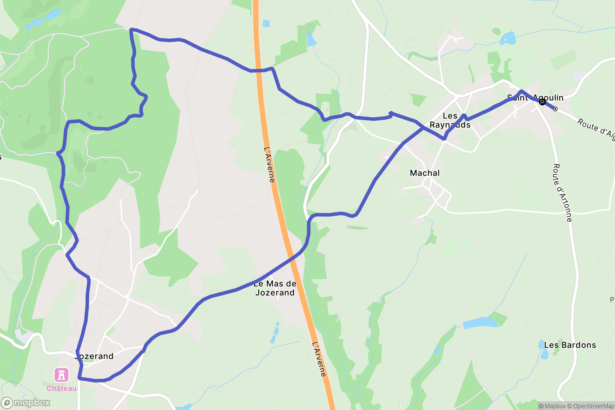 Saint-Agoulin : carte du parcours de randonnée - France