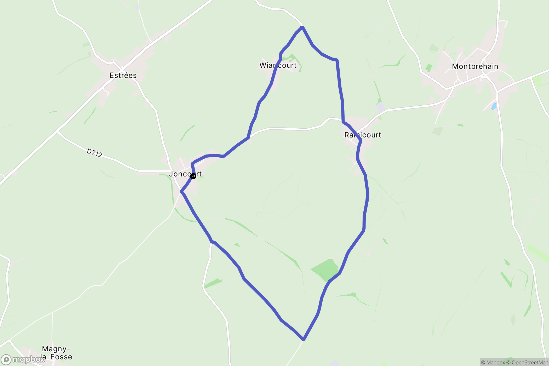 Joncourt : carte du parcours de randonnée - France