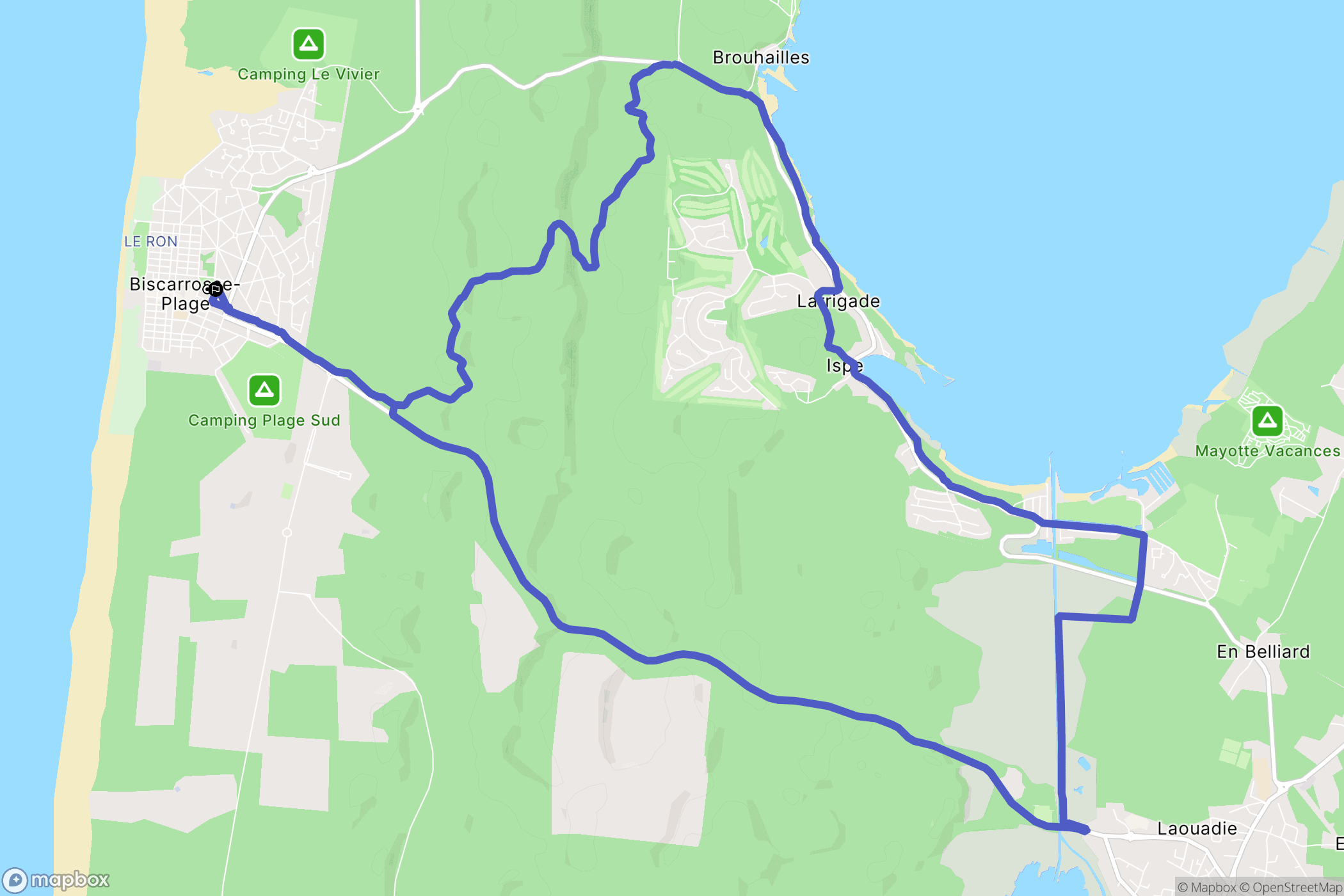 Biscarrosse : carte du parcours de randonnée - France