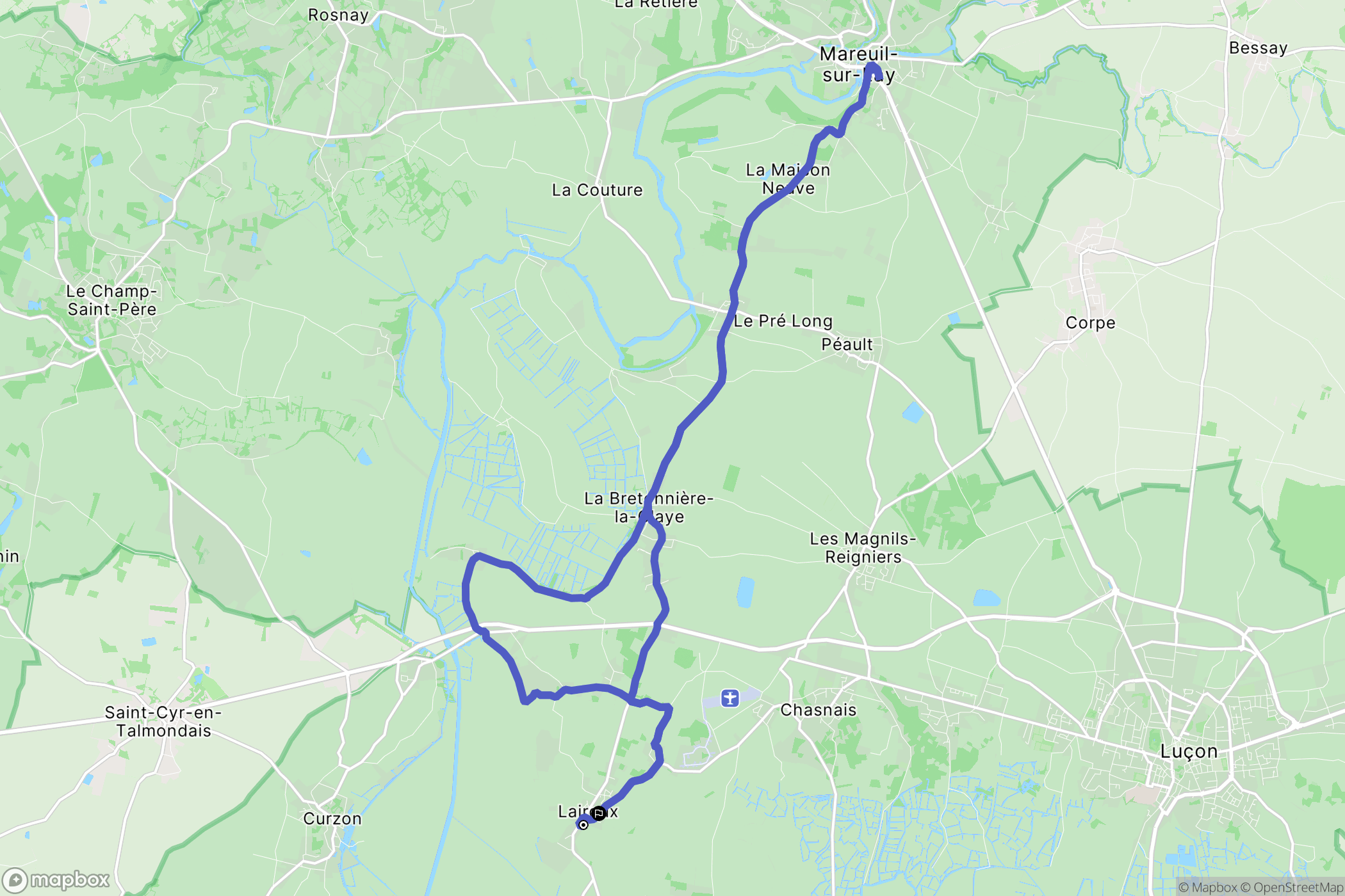 Lairoux : carte du parcours de randonnée - France