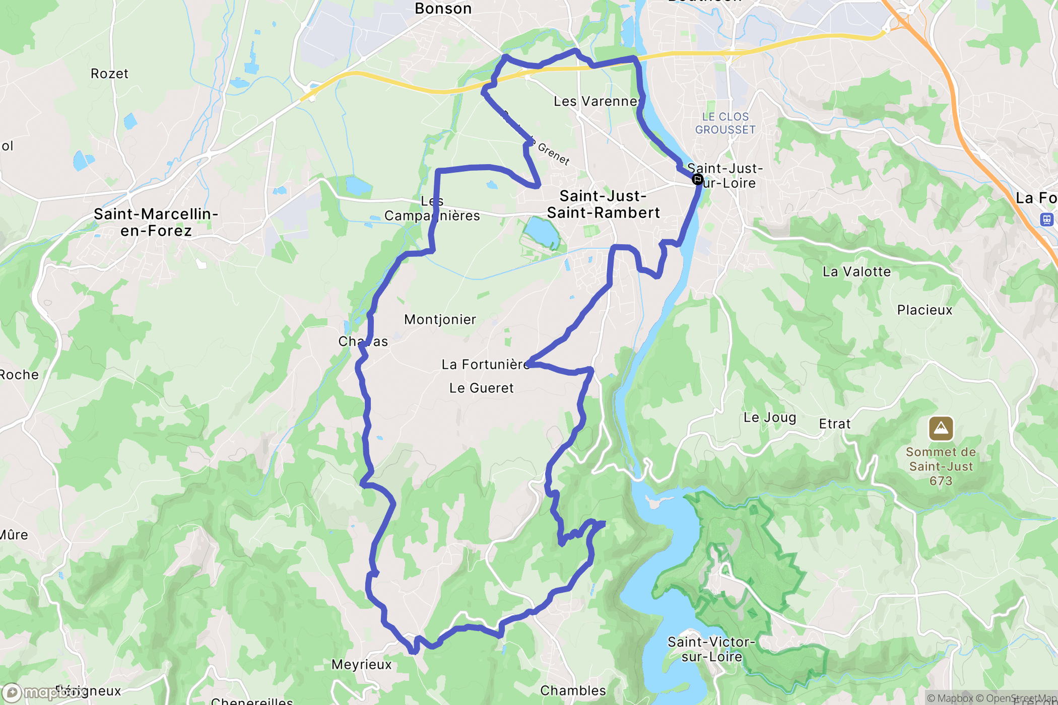 Saint-Just-Saint-Rambert : carte du parcours de randonnée - France