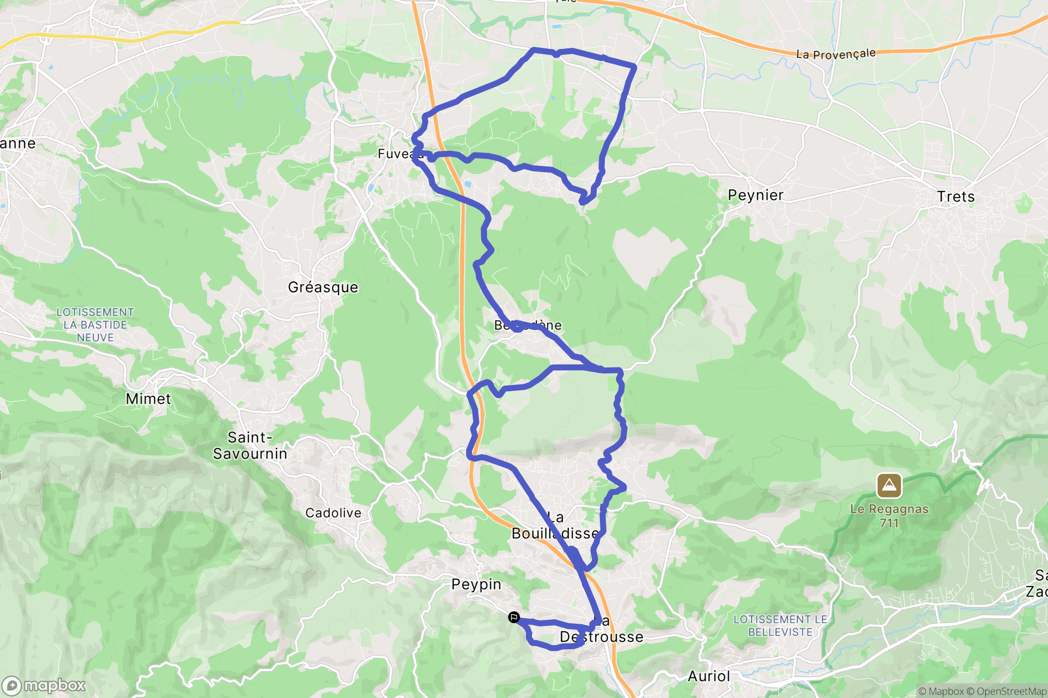 Peypin : carte du parcours de randonnée - France