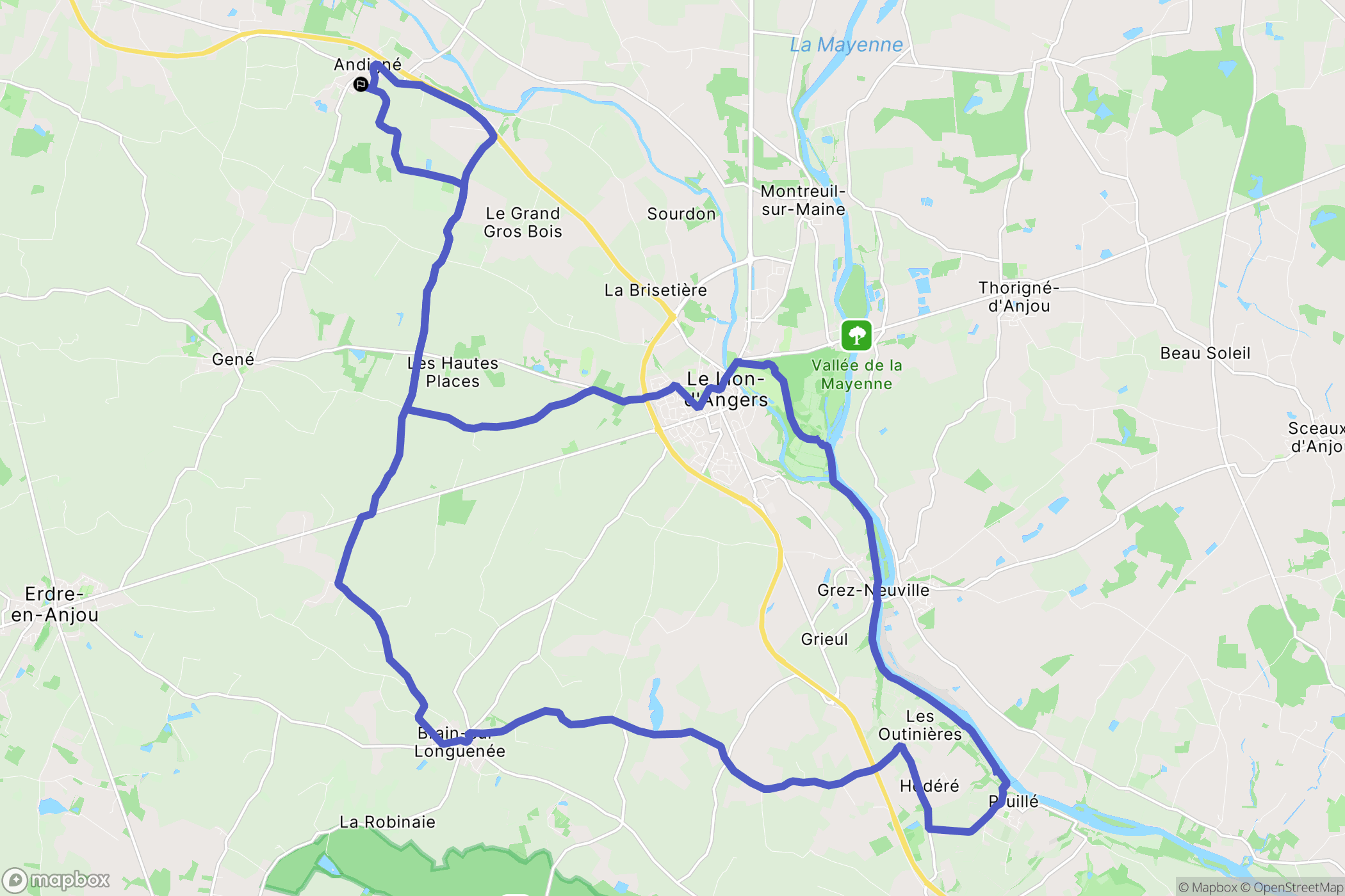 Le Lion-d'Angers : carte du parcours de randonnée - France