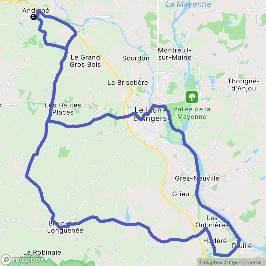 Le Lion-d'Angers : carte du parcours de randonnée - France