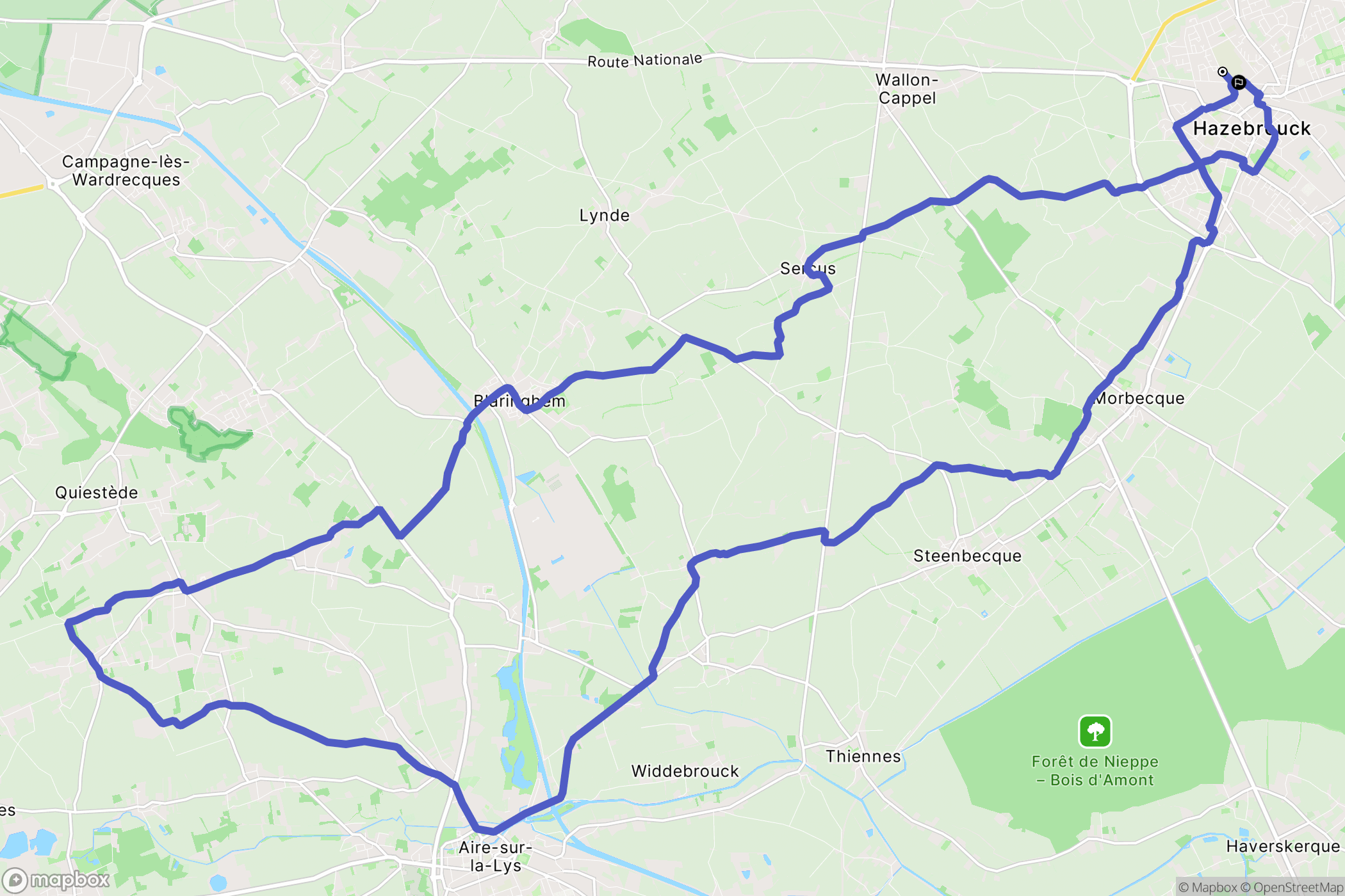 Hazebrouck : carte du parcours de randonnée - France